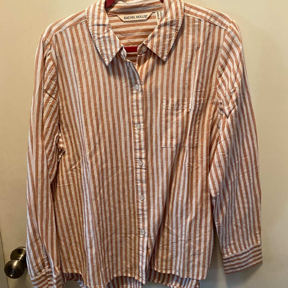 Rachel Hollis Ltd. Striped Button Front Blouse